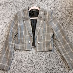 Plaid Cropped Blazer